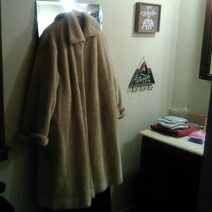 Women's Vintage Faux Fur Beige Swing Coat
